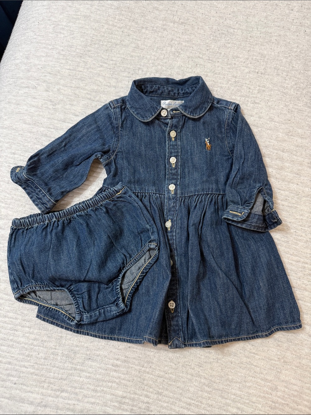 Ralph Lauren Dark Blue Denim Shirt Dress with Bloomers